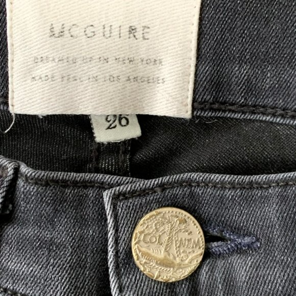 McGuire Black/Dark Grey Skinny Jeans with Frayed Hem - Picture 5 of 7